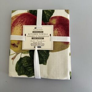 Williams Sonoma botanical apple kitchen towels.